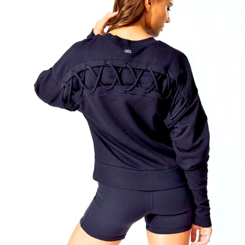 Alo yoga HOOK-UP LONG SLEEVE TOP small anthracite